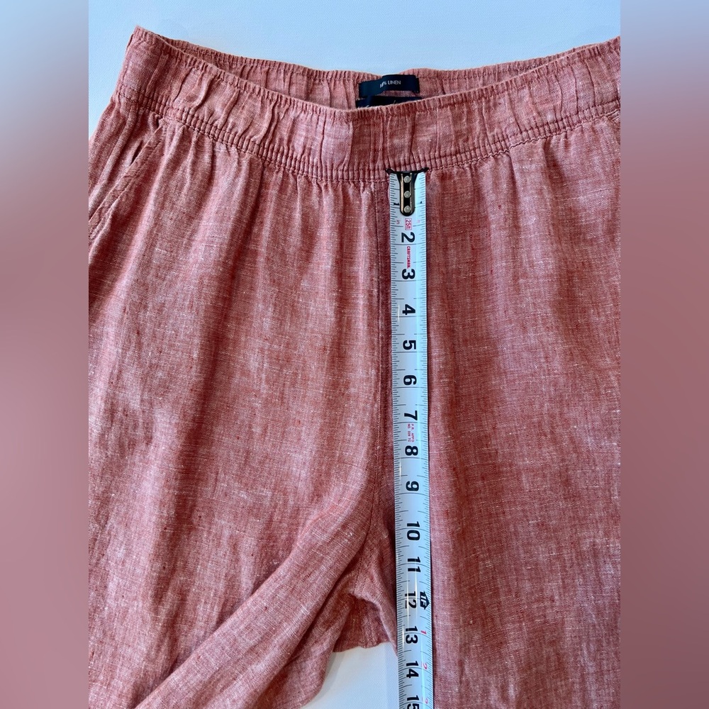 Tahari 100% Linen High Waist Wide Leg Pants Rust Terracotta Chili Flowy - Picture 7 of 11